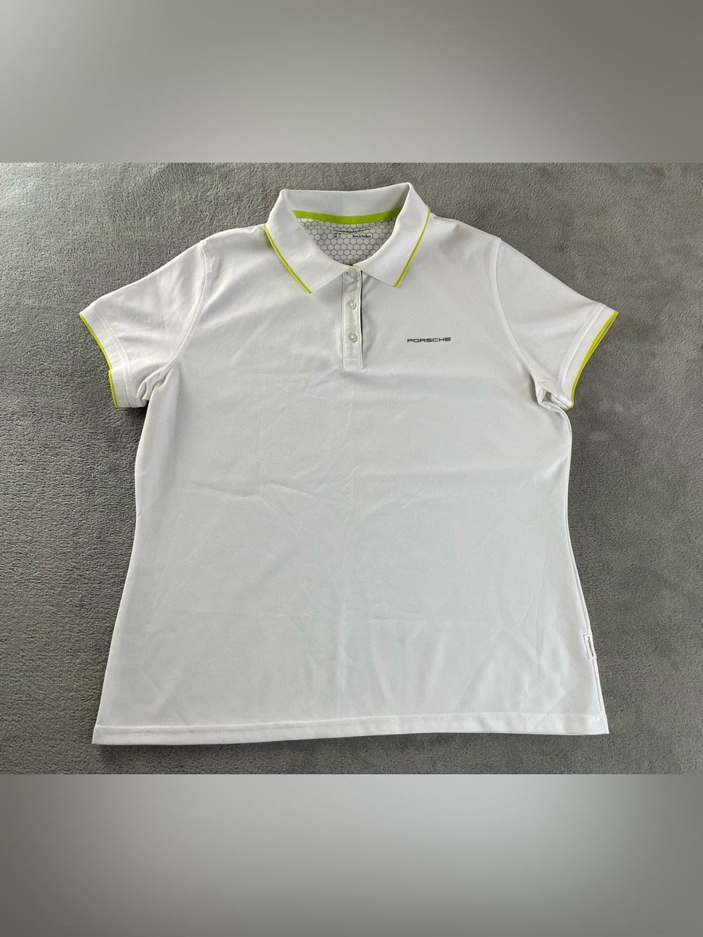 Porsche Drivers Selection Ladies Polo Shirt EU XL US L White Green Trim Portugal